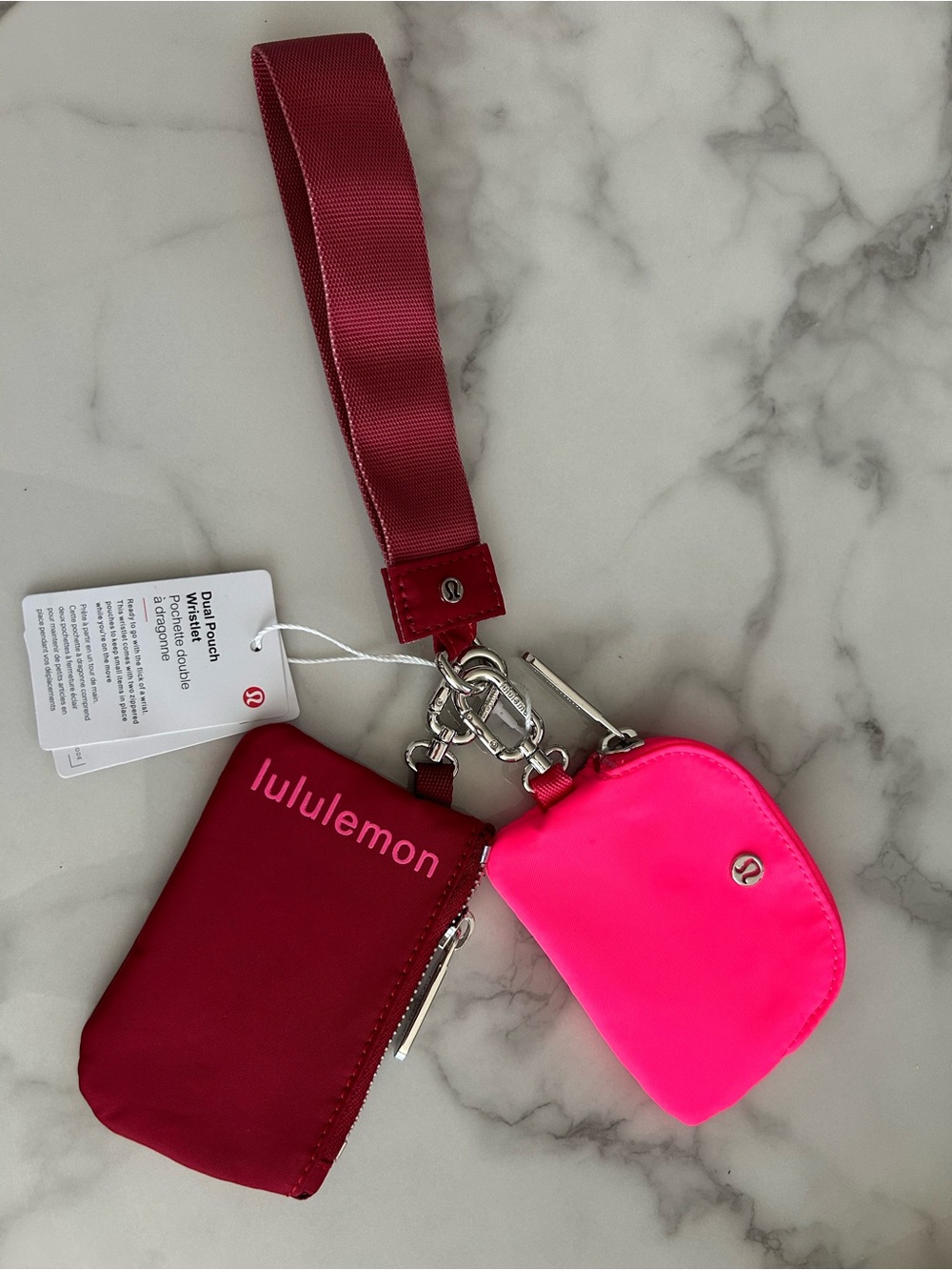 lululemon athletica Dual Pouch Keychain Wristlet in Berry & Hot Pink